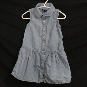 BABY GAP Toddler 3 years Button-Up Sleeveless Denim Dress With Collar